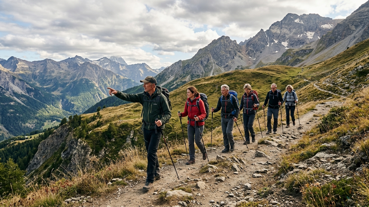 groupe de randonneurs accompagnés sur un séjour randonnée tout compris en montagne