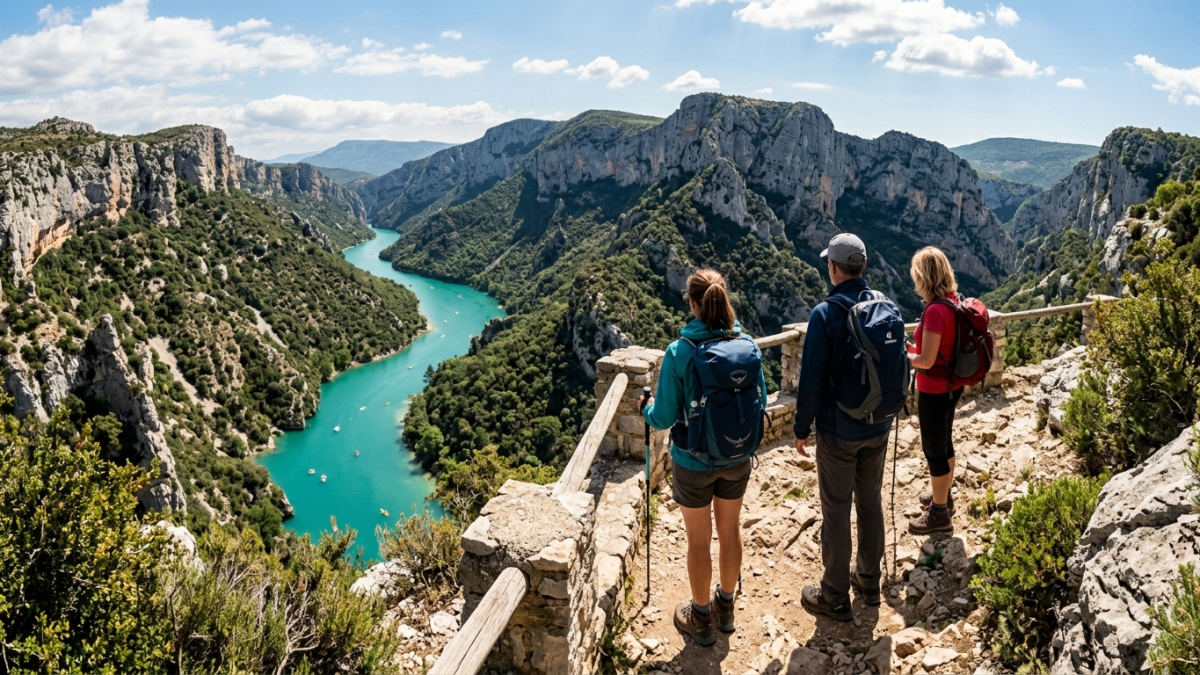 randonnée dans les gorges du Verdon sur un sentier de corniche