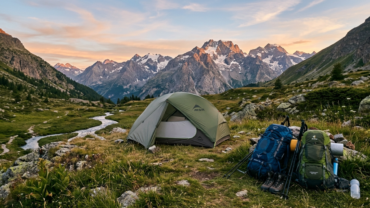 Camping en vallée pour une randonnée pédestre dans les Alpes